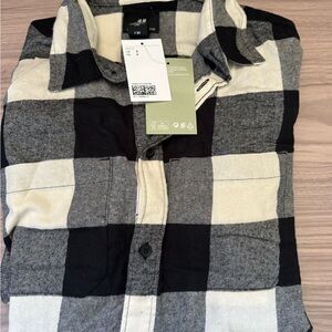 H&M Black and Cream Checkered Women's Top